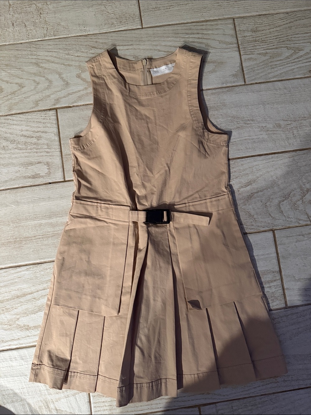 ZARA Girls Beige Belted Dress